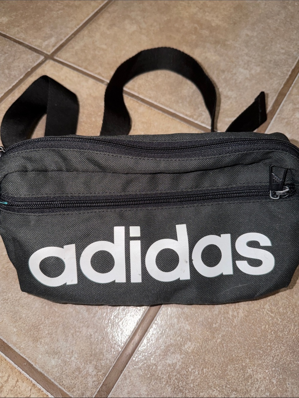adidas Black and White Waist Pack with Bold Logo